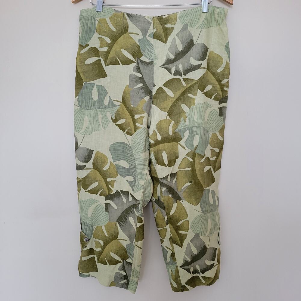 Click By Color Me Cotton L Tropical Linen Wide Leg Pull On Cropped Capri Pants